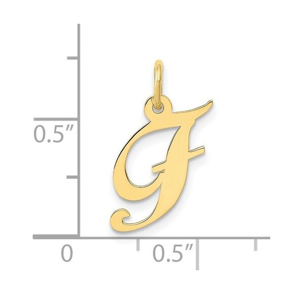 10k Yellow Gold Small Fancy Script Initial F Charm - Picture 3 of 4